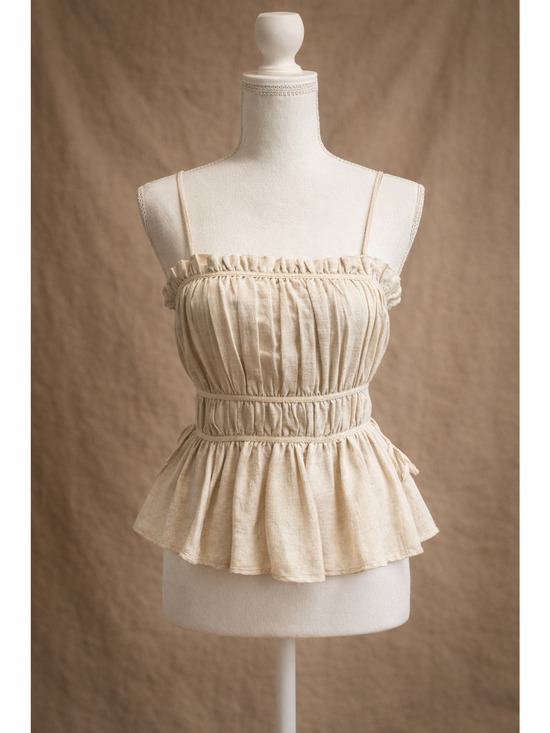 Zara Tops - Zara XS Linen Blend Peplum Cami Top Cottagecore Coquette Romantic Milkmaid